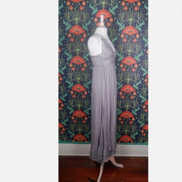 Free People Adella Slate Gray Maxi Long Slip Beach Dress Nwt XS - Picture 5 of 6
